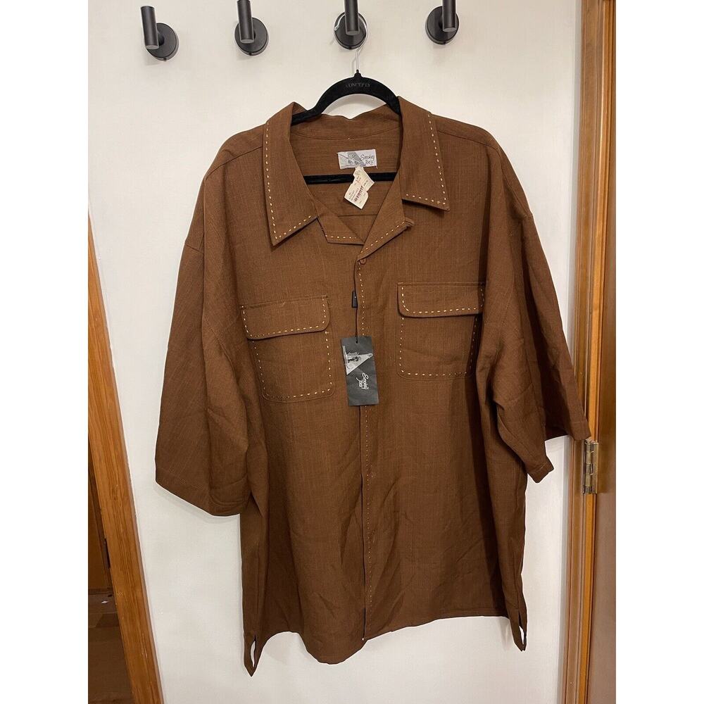 Vintage Smokey Joes Mens 4X Tan Brown Shirt RETRO BOWLING NWT